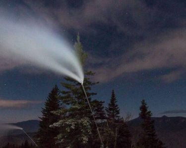 Snowmaking under starry skies