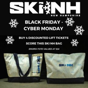 Shop SkiNH.com/merchandise on Black Friday-Cyber Monday. Create your own 4-Pack of tickets from select ski area and save $... plus score a free Ski NH Tote Bag! Perfect for gift-giving, or gift yourself. https://www.skinh.com/merchandise
 #SkiNH