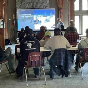 Ryan Lavoie of MountainGuard talks about risk management and lift operations at the Ski NH Low Voltage Seminar being held at Bretton Woods.