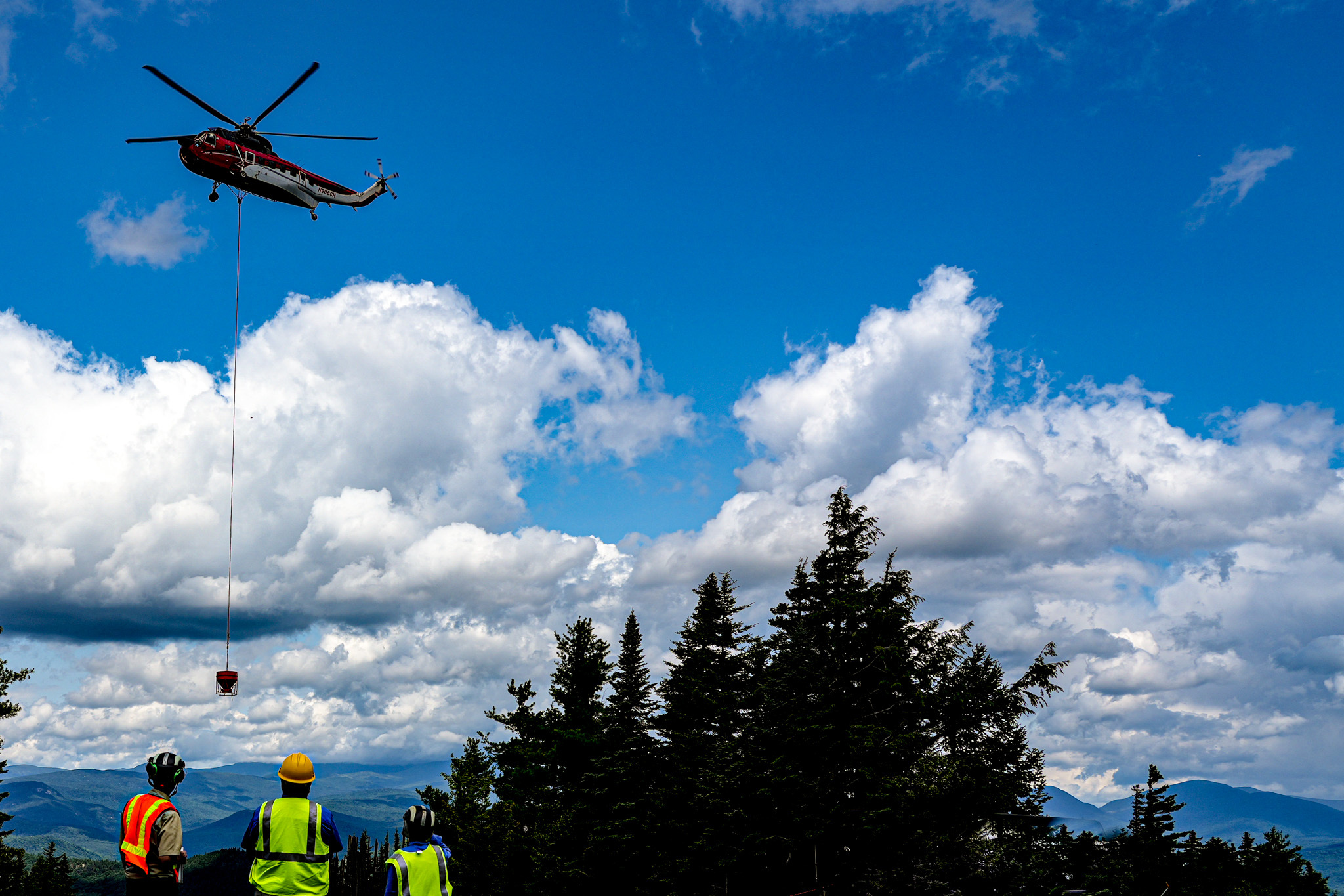 Helicopter Moves Equipment at Attitash