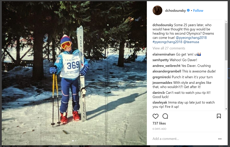 David as a child in ski gear - 25 years later heading to second olympics