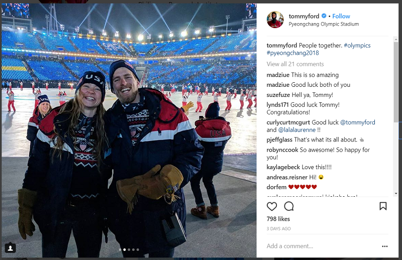 Tommy and friend Laurenne at the opening ceremony