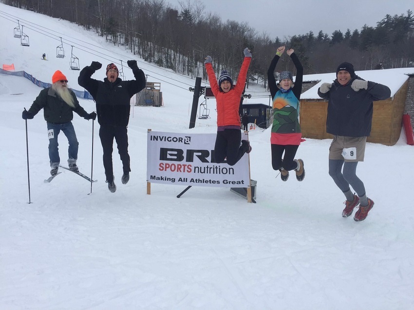 Jumping for joy at the finish