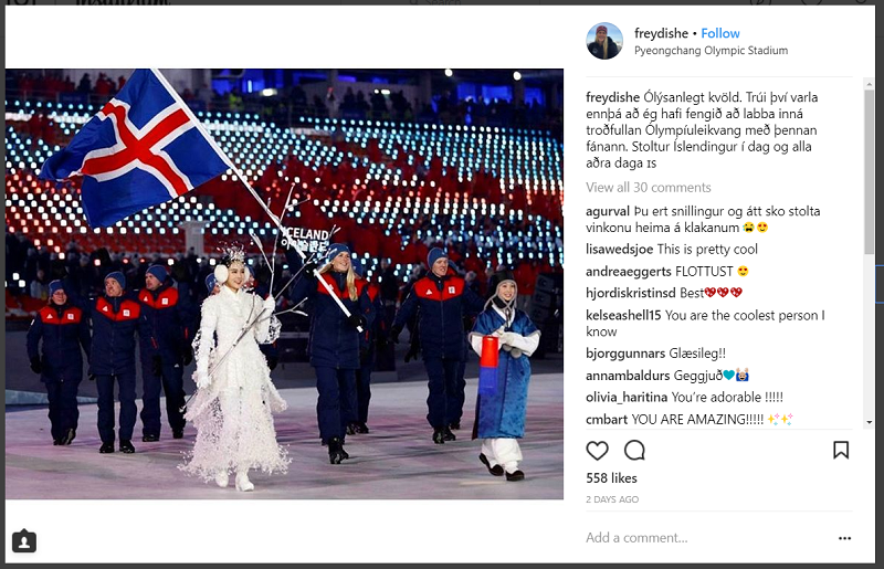 Freydis flag ceremony Olympic stadium