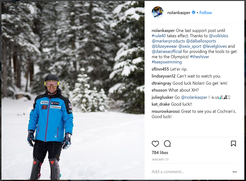Nolan wearing team jacket thanks volkl skis