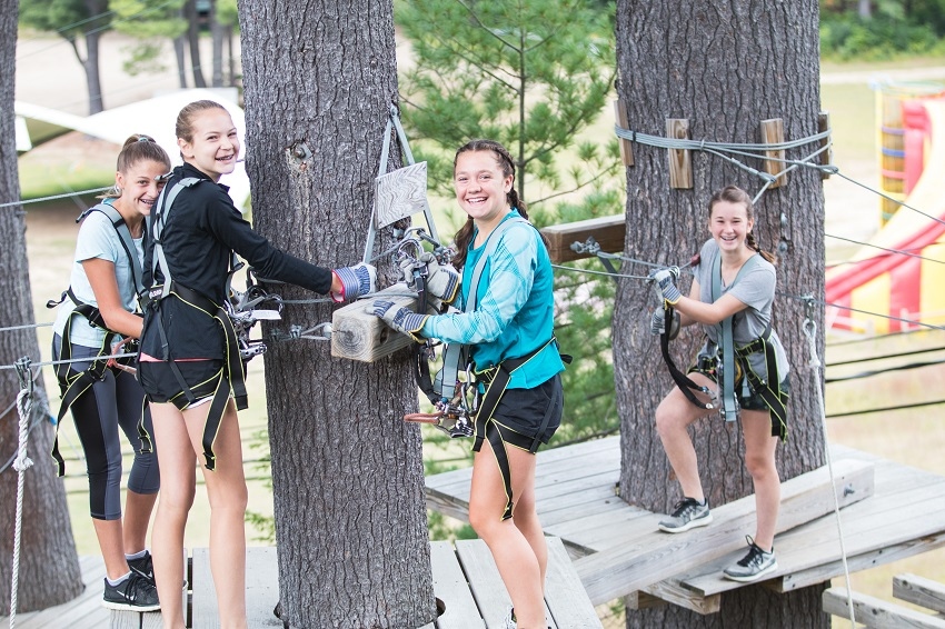 Girls in the trees at Cranmore