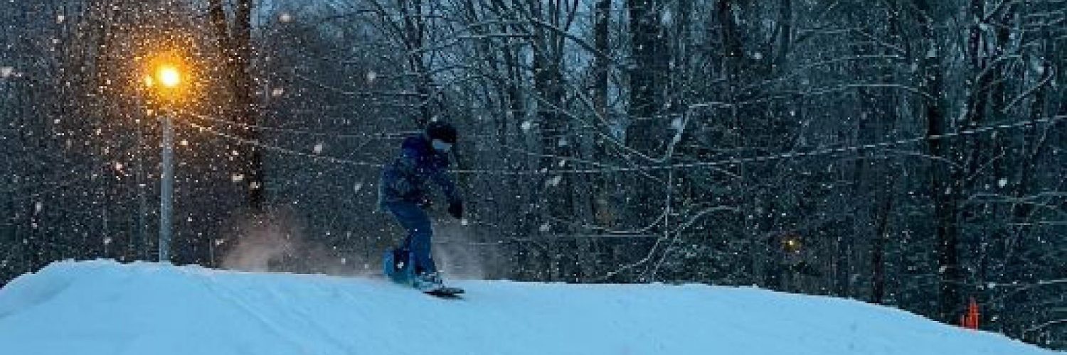 Snowboarding at night