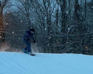 Snowboarding at night