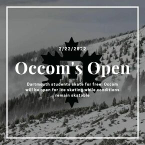 Stop by the DOC house on Occom pond to go skating today! Occom will only stay open as long as conditions are good, so come by before it gets warmer