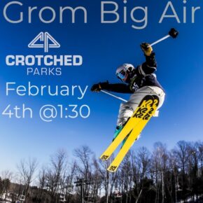 We are stoked for the Big Air Competition tomorrow, Feb. 4th! Grom Big Air starts at 1:30pm & Big Air Starts at 3pm. Registration will be inside the base lodge from 11am-1pm by the ticket windows. Don't forget to dress in layers, it's going to be a cold one.