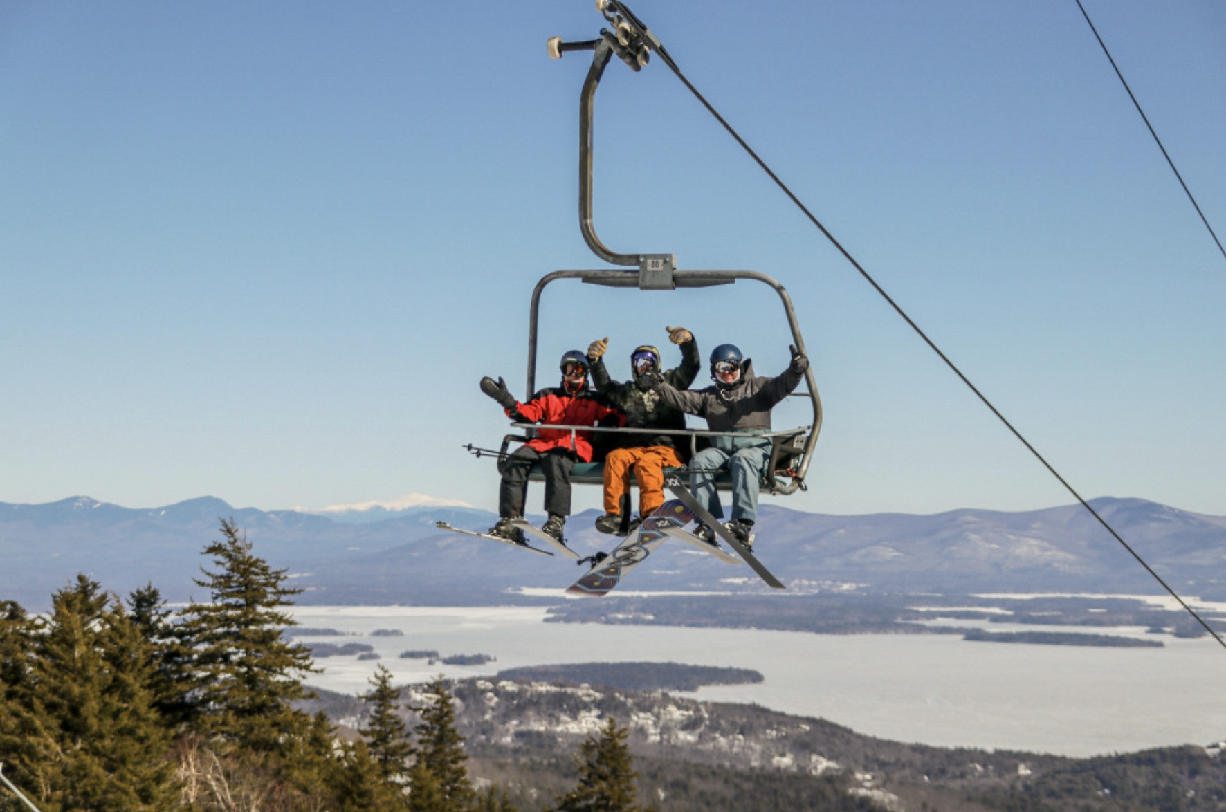 Friends on a Lift at Gunstock