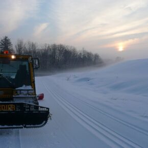 Groomer at sunrise